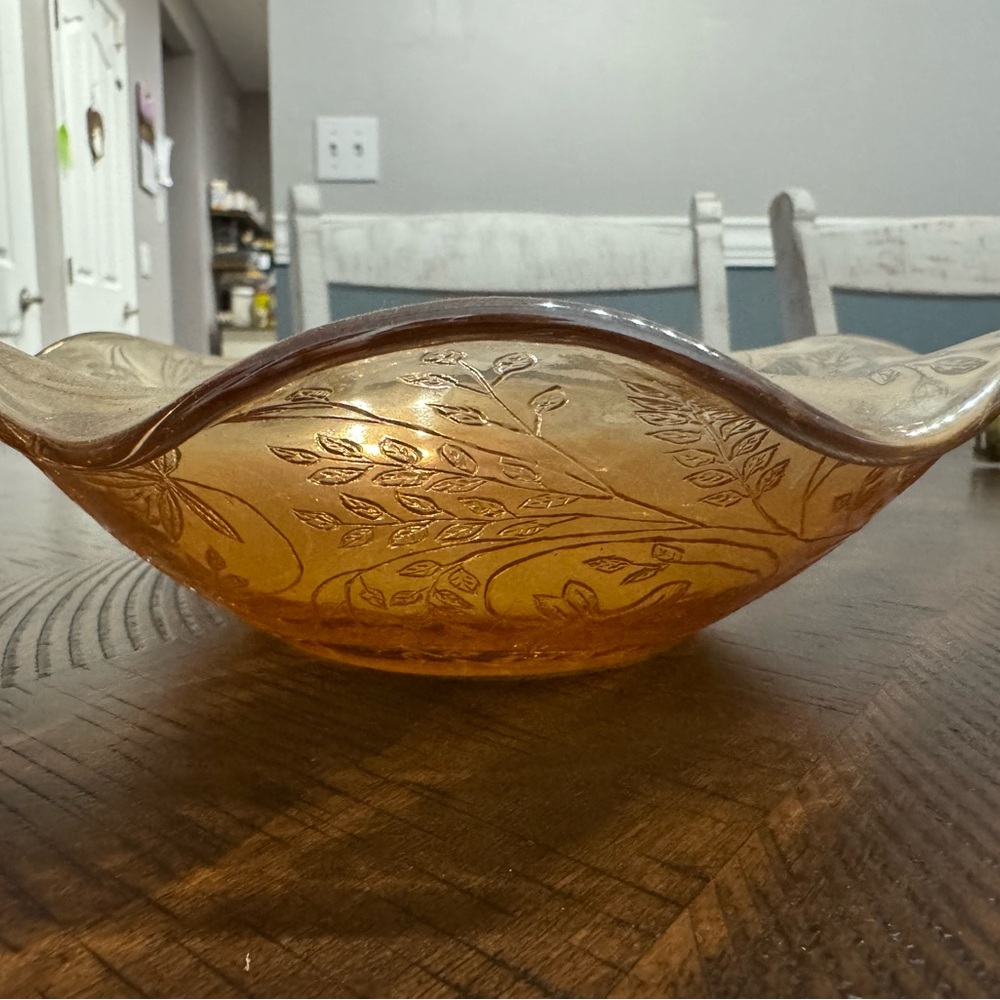 Elegant Amber Glass Serving Bowl